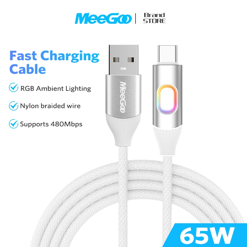 MEEGOO สายชาร์จเร็ว สายเคเบิลยาว 1 เมตร ชาร์จเร็วสูงสุด 65W รองรับการชาร์จและส่งข้อมูล