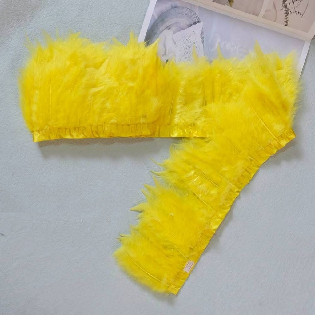 ขนนกขนฟู  เส้นขนนก ขนฟู หน้ากว้าง 12-14cm ปลายตัด ก้านแข็ง แพ็คละ 2 หลา 190cm ราคาแพ็คละ 159 บาท - รูปที่ 4