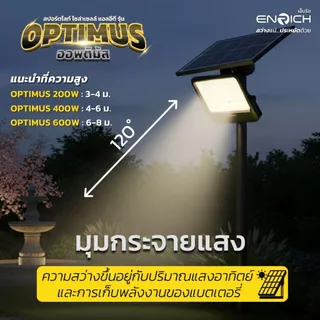 ENRICH สปอร์ตไลท์โซล่าเซลล์ LED รุ่น Optimus แสงขาว สายไฟยาว 5 เมตร มาพร้อมรีโมทคอนโทรล ไฟโซล่าเซลล์