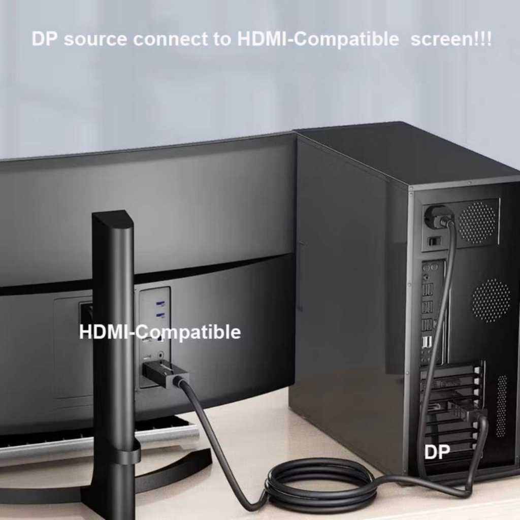 สาย DP to HDMI รองรับ 4K ภาพคมชัดระดับสูง ยาว 1 เมตร สายต่อจอ สายจอมอนิเตอร์ Video Cable PC Monitor - รูปที่ 4