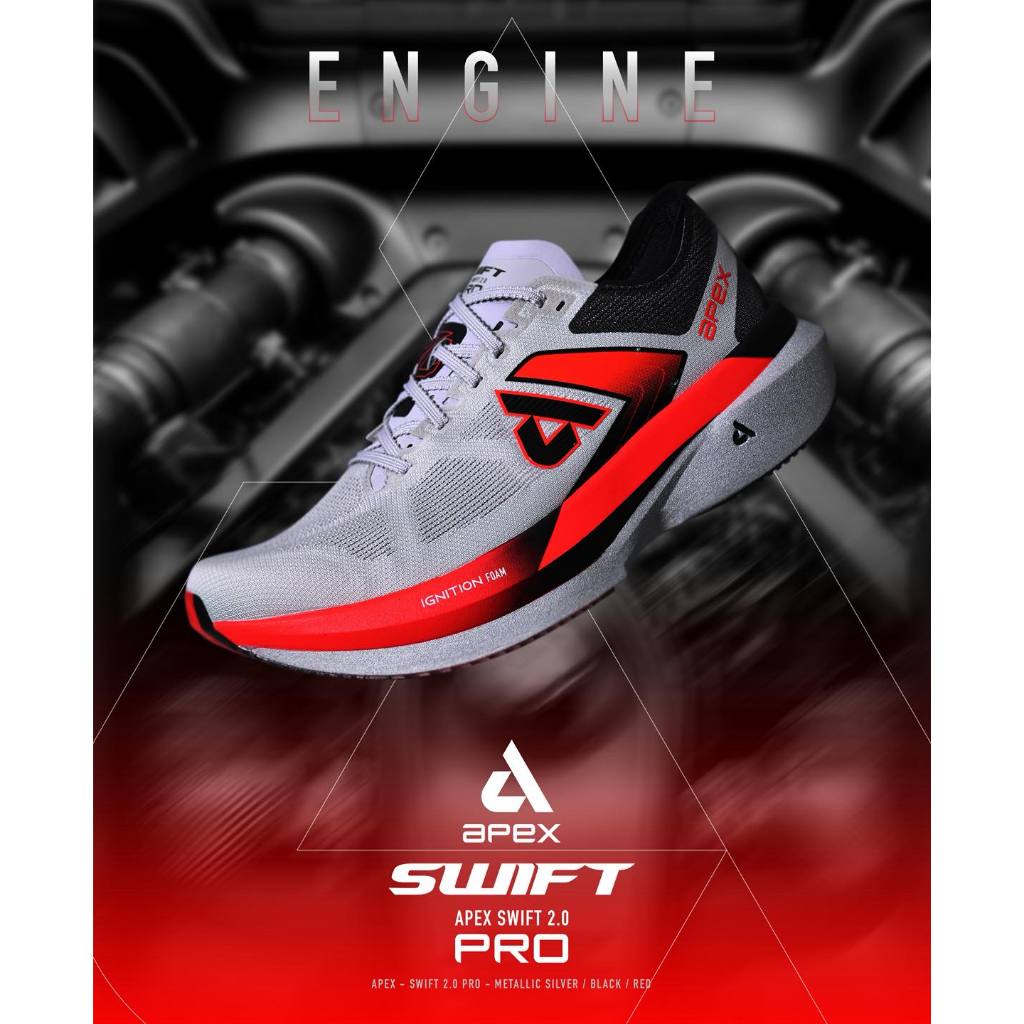 รองเท้าวิ่ง Apex SWIFT 2.0 PRO Grey/Red รองเท้า Running by Srichaigroup