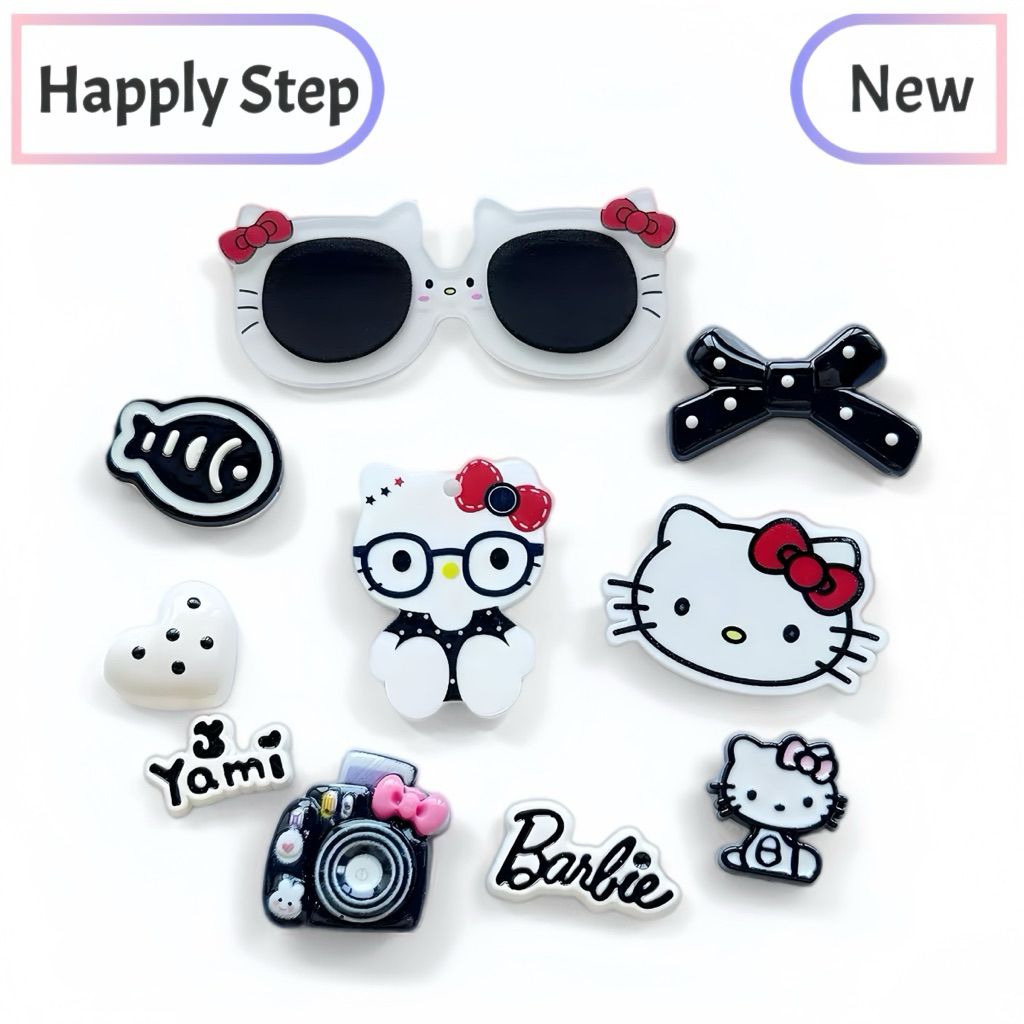 Happy Step 9ชิ้น/เซ็ต แว่นใหญ่E14*เฉพาะตัวติด(พร้อมส่ง) จิ๊บบิท ตัวติดรองเท้า ชุดตกแต่งรองเท้า ลายการ์ตูนน่ารักๆ