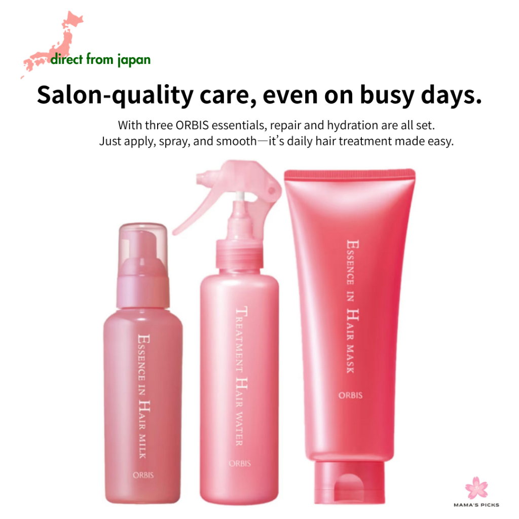 【Direct From Japan】ORBIS Hair Care 3-Piece Set – Milk + Mist + Mask｜Japanese Moisturizing Hair Treat