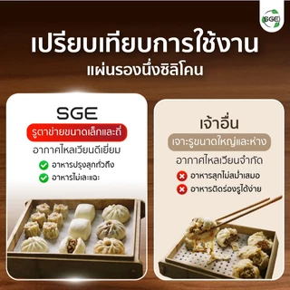 SGE แผ่นรองซิลิโคน แผ่นรองนึ่งซาลาเปา แผ่นรองนึ่งขนมจีบ แบบสี่เหลี่ยม ทนความร้อน 220°C รุ่น SSM
