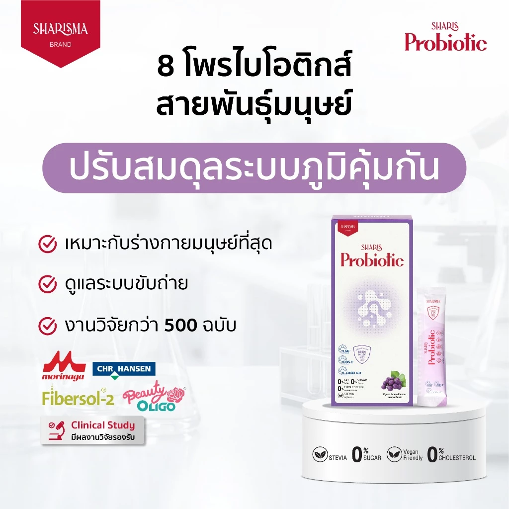 Sharis Probiotic โพรไบโอติกส์ 8 สายพันธุ์มนุษย์ ปรับสมดุลลำไส้ เพิ่มภูมิคุ้มกัน ลดภูมิแพ้ [ของแท้]