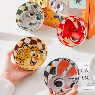 【ของแท้】ซูโตรเปีย Zootopia ชุดชามเซรามิก 4 ใบ 🦊🐰 จูดี้ นิค พร้อมกล่องของขวัญ กล่องสวย ใช้เองหรือสะสม