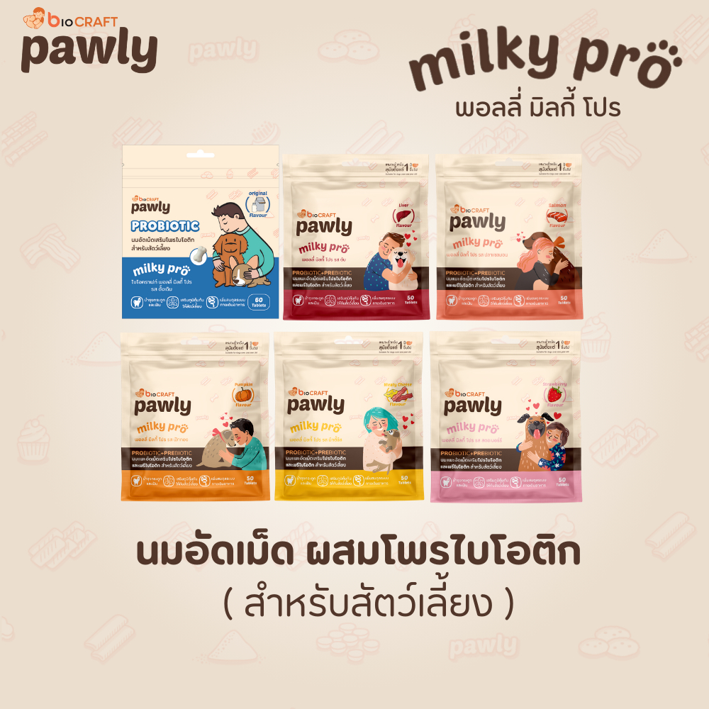Pawly Milky Pro นมอัดเม็ดเสริมโพรไบโอติก ปราศจากแลคโตส อร่อย ลำไส้ดี ขับถ่ายง่าย- [80กรัม]
