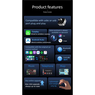 USB Dongle Wireless CarPlay Android Auto อะแดปเตอร์สมาร์ทมินิกล่อง carplay ไร้สาย WiFi