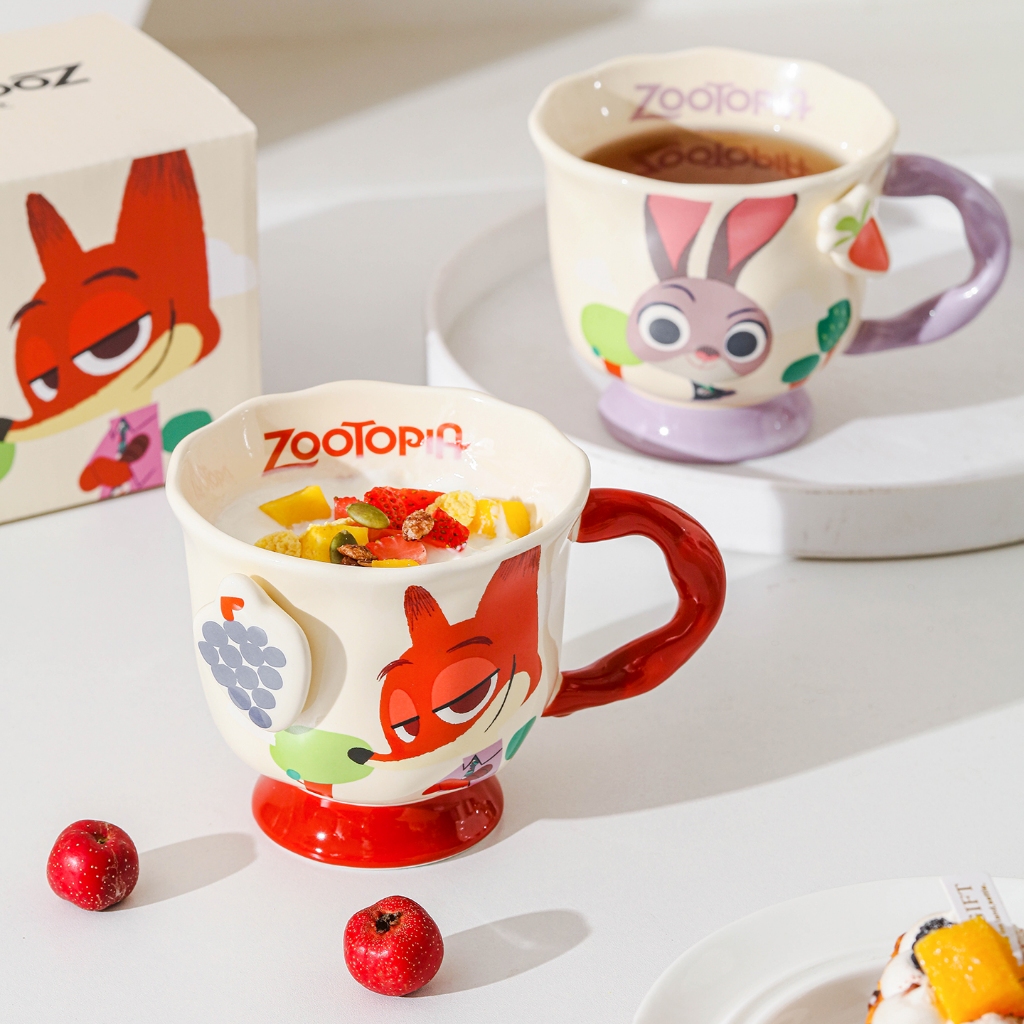 【ลิขสิทธิ์แท้】ซูโตรเปีย Zootopia แก้วเซรามิก 380ml 🦊🐰 จูดี้/นิค ลายน่ารัก พร้อมกล่องสวย ใช้เองหรือให้เป็นของขวัญ - รูปที่ 4