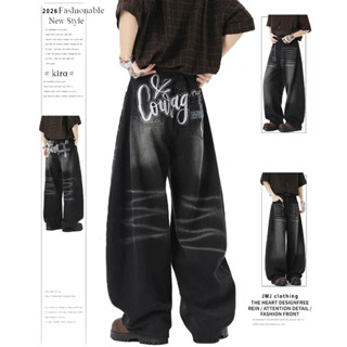 กางเกงยีนส์ชายสไตล์วินเทจอเมริกัน กางเกงยีนส์ขายาว กางเกงยีน…