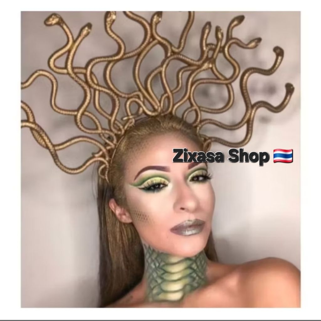 ฮาโลวีนที่คาดผมรูปงูปีศาจงูเมดูซ่าเครื่องประดับศรีษะ