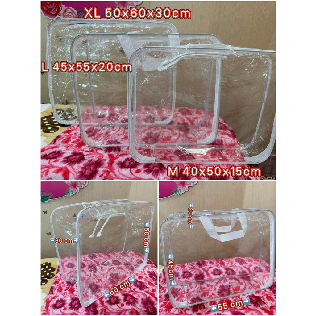 ขายส่ง 2-3 ใบ กระเป๋าซิปพลาสติกใส PVC อย่างดี หนา เหนียว เกรด A ถุงใส่ผ้าห่มพลาสติกใส ใบใหญ่ๆ กระเป๋าผ้านวม