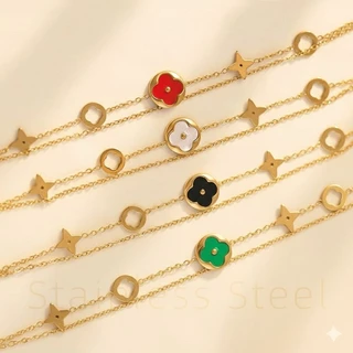 สร้อยข้อมือโคลเวอร์เรียกโชคและความสดใส ไม่ลอก ไม่ดำ ใส่อาบน้ำได้