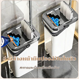 ม็อบถูพื้นแบบรีดน้ำ ไม้ถูพื้น Flat Mop ไม้ถูพื้นถังม็อบ 2/6 ชิ้น แผ่นสแตนเลส ไม้ถูพื้น ไม้ม็อบถูพื้นแบบรีดน้ำ