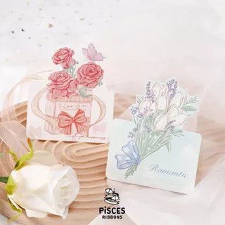 การ์ดอวยพรลายดอกกุหลาบ โทนพาสเทล สไตล์มินิมอล การ์ดข้อความ / การ์ดดอกไม้ Romantic Rose Message Card