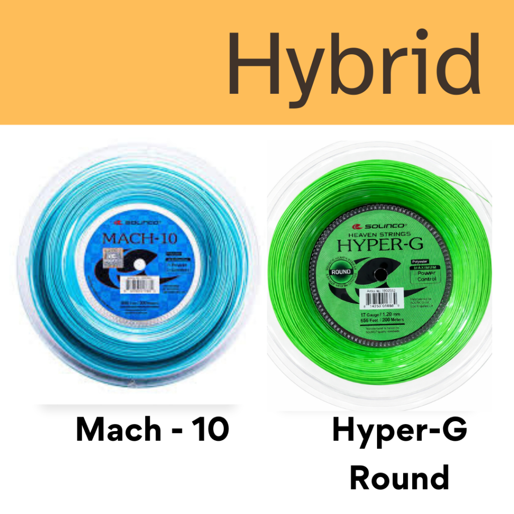 Solinco เอ็นเทนนิสไฮบริด Mach-10 / Hyper G Round Hybrid (cut)