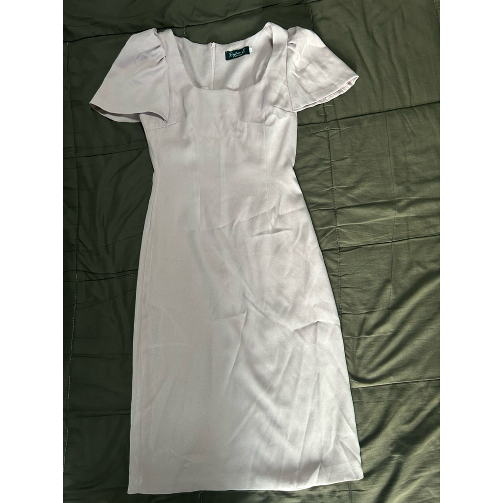 (มือสอง)'Maple Dress'  เดรสคอเหลี่ยม แขนเจ้าหญิง เดรสยาว เดรสไปงานเเต่ง เดรสทำงาน RTW