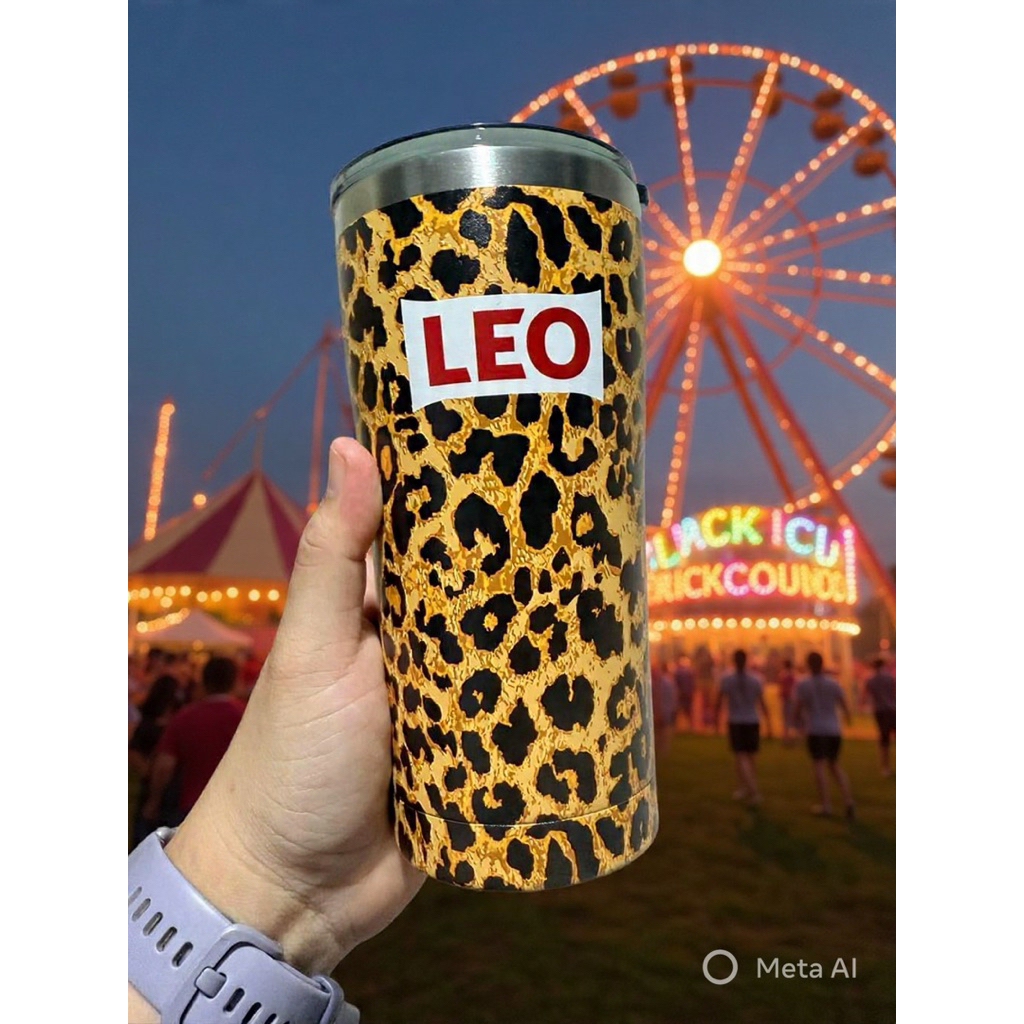 แก้วลีโอโซดาลายเสือ (ทรงซ้อ) แก้วเก็บความเย็น Leo Singha 20 ออนซ์