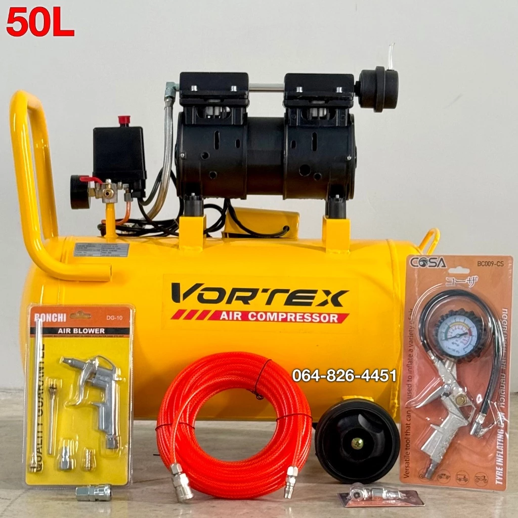 ปั้มลม 30ลิตร 50ลิตร Vortex รุ่นLimited เสียงเงียบ ปั้มลมออยฟรี Oilfree +อุปกรณ์ครบชุด รับประกัน1ปี