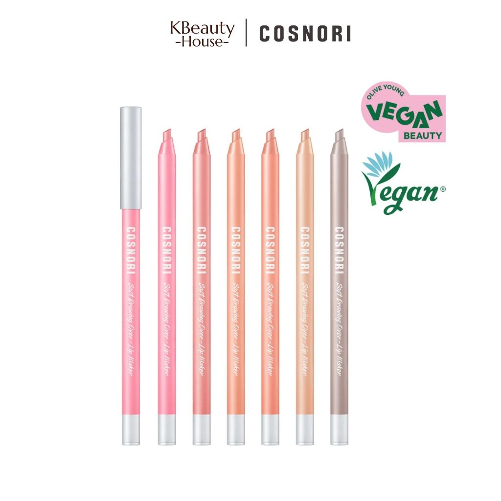 ดินสอเขียนขอบปาก COSNORI Soft Drawing Overlip Maker – 6 เฉดสี เนื้อแมตต์นุ่มลื่น เขียนง่าย เพิ่มมิติและความเต็มของปาก