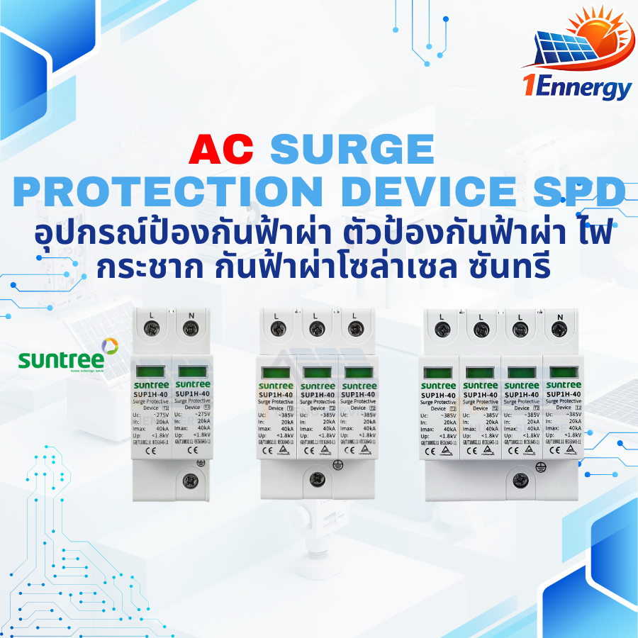 AC SPD กันฟ้าผ่า SUNTREE | Surge Protection Device 2P 3P 4P ไฟบ้าน ไฟโซล่าเซลล์
