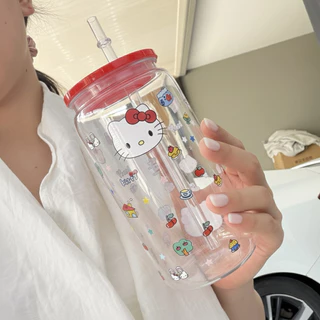 แก้วน้ำพกพา 450-500 ml พลาสติกtritan สกรีนลาย คิตตี้น่ารัก พร้อมส่ง