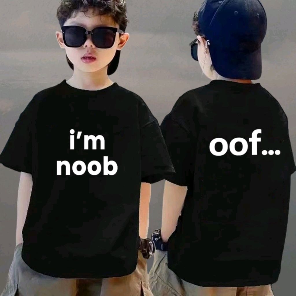 🏎COD เสื้อเชิ้ต I'm noobใส่แล้วไม่มี noob ผ้าCotton 100% ใส่สบาย ไม่หด ไม่ย้ Family set 100-150CM