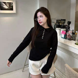 เสื้อโปโลแขนยาว คอปกกระดุม ผ้าคอตตอนยูนิ ผ้านุ่มใส่สบาย ไม่ร้อน (คอโปโลแขนยาว)