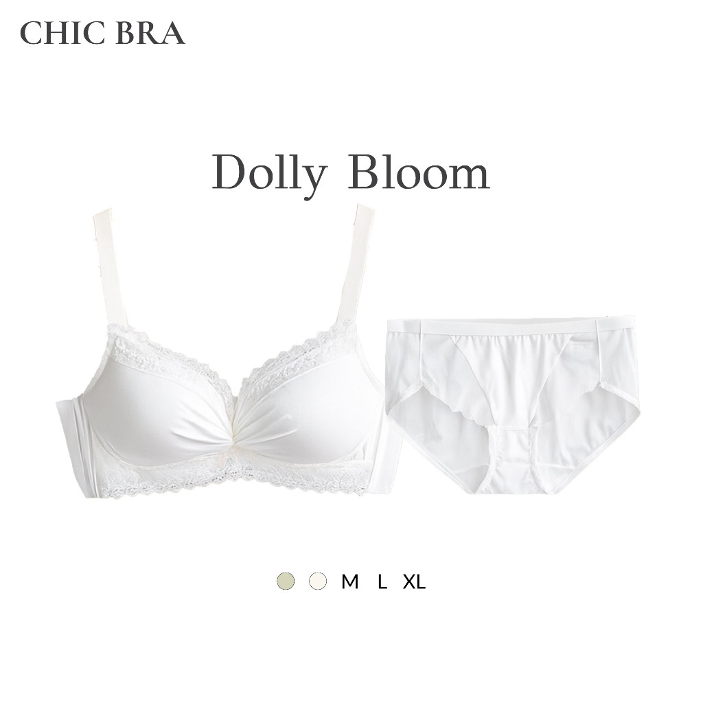 CHIC BRA รุ่น DOLLY BLOOM บราเซทลูกไม้ผ้าซาตินพรีเมี่ยม นุ่มละมุน ไร้โครง