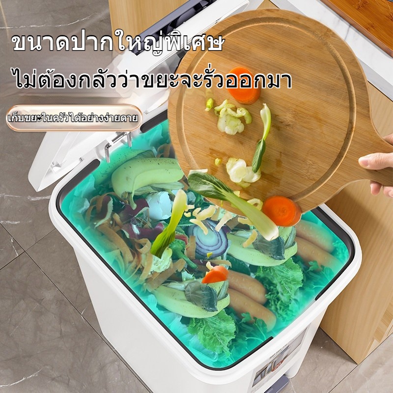 ถังขยะ ถังขยะทรงสี่เหลี่ยม แบบเปิดมือ-เปิดเท้า แข็งแรงทนทาน พร้อมฝาปิดกันกลิ่น ความจุ 6.5-30 ลิตร - รูปที่ 3