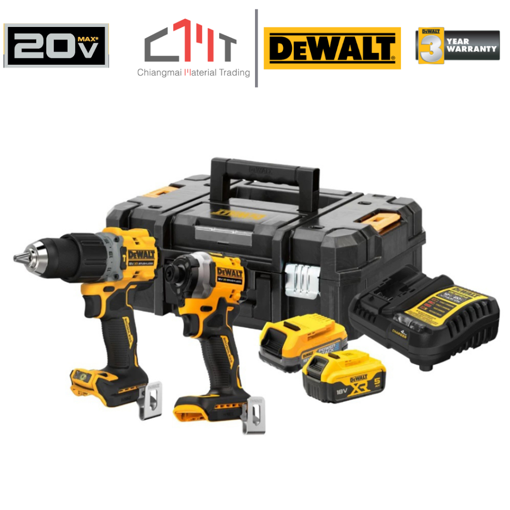 DEWALT ชุดสว่านกระแทกและไขควงกระแทก BL MOTOR 20V No.DCK2050P1E1T-B1