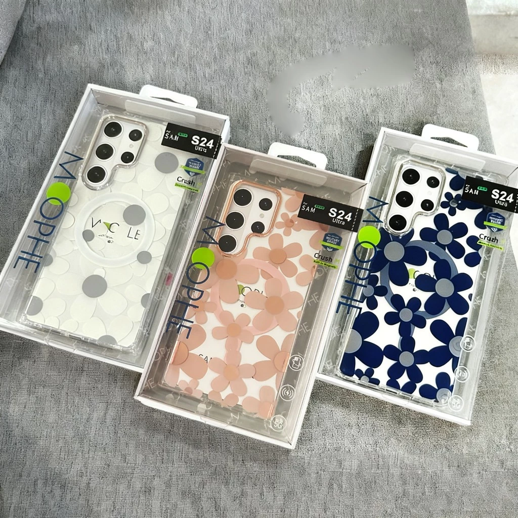MOOPHE เคส ดอกไม้ เคส แม่เหล็ก ชาร์ได้ สำหรับ Samsung Galaxy S23 S24 S25 S26 ultra S25Plus S25ultra S24FE S26ultra