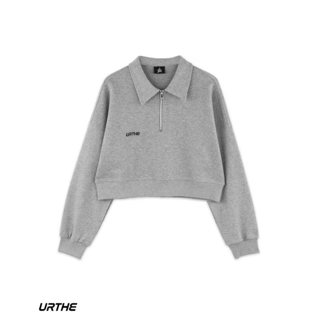 👕เสื้อสเวตเตอร์ คอปก มีซิป ยี่ห้อ URTHE รุ่น Cropped Sweatshirt