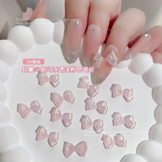 อะไหล่โบว์สีชมพู สวย หวาน น่ารัก ประดับตกแต่งหน้าเล็บ หรือของอเนกประสงค์ 30 ชิ้น/ห่อ สินค้าพร้อมส่ง