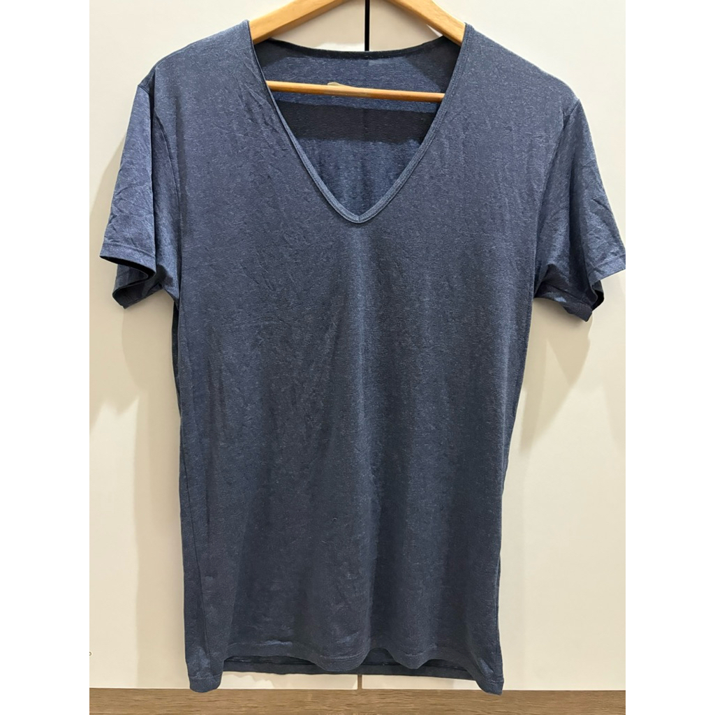 เสื้อคอวี(ผ้าบางเบา) Uniqlo AIrism อก39