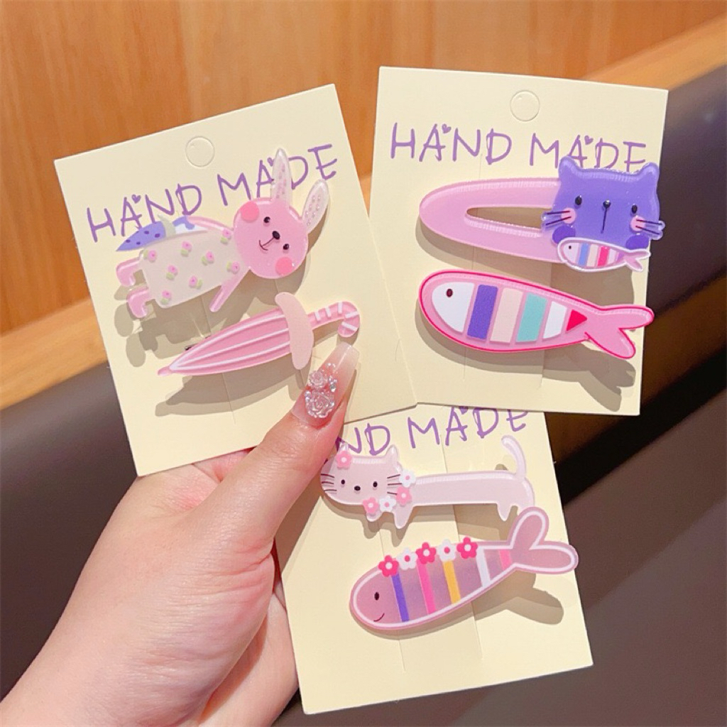 กิ๊ฟติดผมแฮนด์เมด ลายสัตว์น้อย & ปลาน้อย พาสเทลหวาน | กิ๊ฟผมน่ารัก ติดแน่น ไม่เจ็บผม