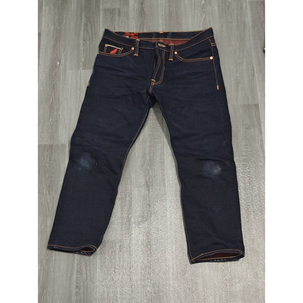 กางเกงยีนส์ Pinion denim volcano 25 oz (มือ2) กระบอกเล็ก เอว36