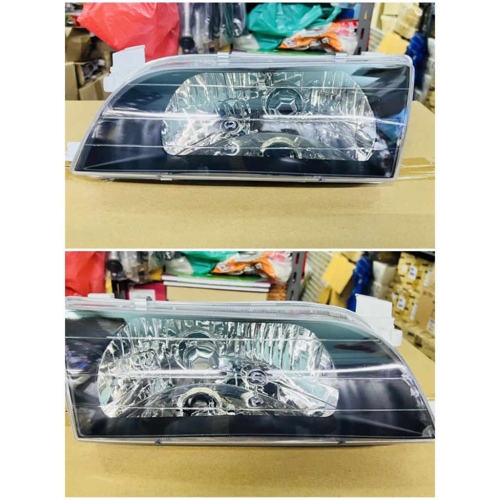 ไฟหน้าเพชร ไฟหน้าแต่ง TOYOTA COROLLA AE100 AE101 AE102 สามห่วง โคมดำ พร้อมมุมดำ(4ชิ้น)