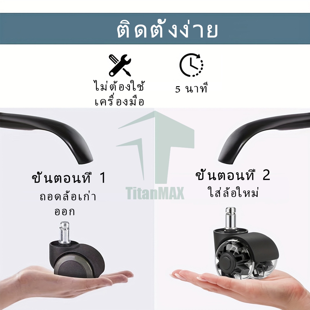 5 ชิ้น/ชุด ล้อเก้าอี้สำนักงาน 2 นิ้ว แบบเสียบก้าน เงียบ ลื่น ทนต่อสึกหรอ หมุน360° เก้าอี้เกม ล้อเฟอร์นิเจอร์ เก้าอี้ล้อ รูปที่ 4