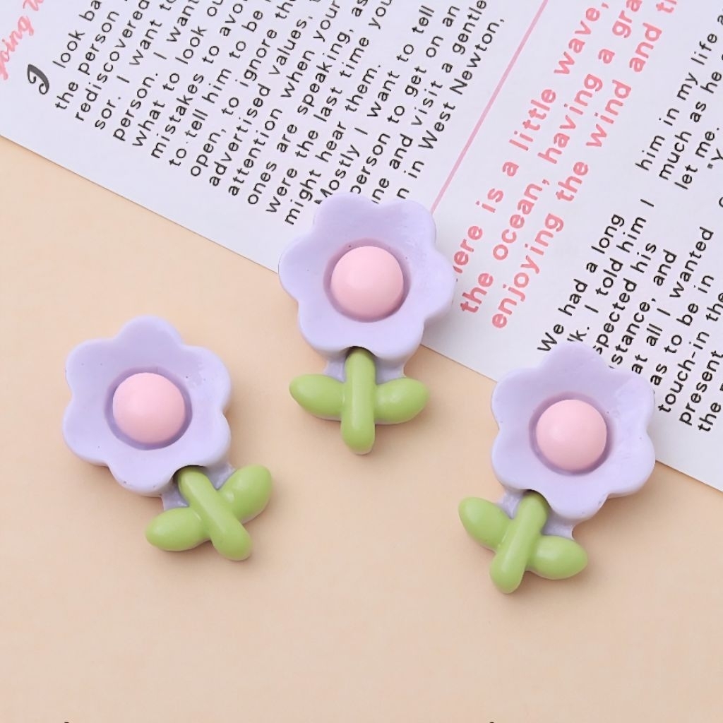 10 ชิ้น เรซิ่นดอกไม้สีม่วงพาสเทล Resin purple flowers