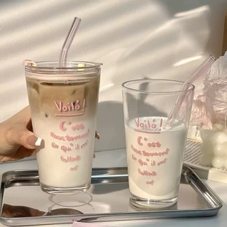 (จัดส่งจากประเทศไทย) แก้วกาแฟแก้วใส ทนความร้อนสูง พร้อมหลอด เหมาะสำหรับเป็นของขวัญ มีหลายสีให้เลือก
