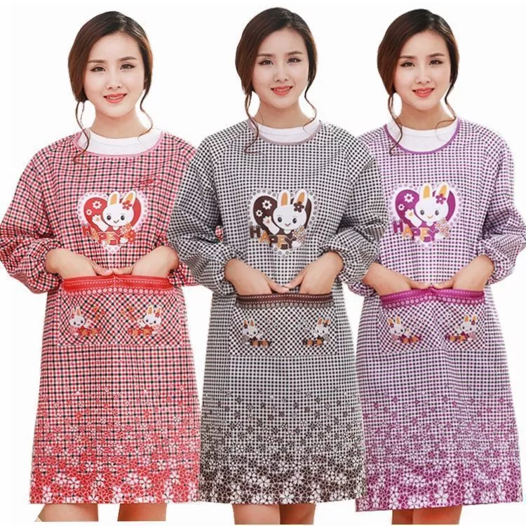 ชุดกันเปื้อน เสื้อคลุมกันเปื้อนแบบมีแขนยาว ลายสัตว์น่ารัก ผ้าฝ้ายผสมโพลีเอสเตอร์ สำหรับงานปาร์ตี้และห้องครัว พร้อมส่งทัน