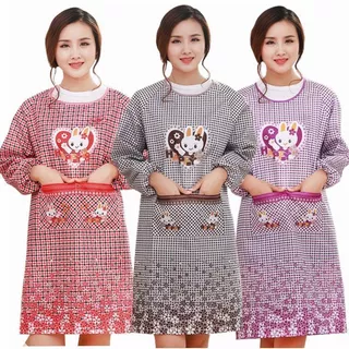 ชุดกันเปื้อน เสื้อคลุมกันเปื้อนแบบมีแขนยาว ลายสัตว์น่ารัก ผ้าฝ้ายผสมโพลีเอสเตอร์ สำหรับงานปาร์ตี้และห้องครัว พร้อมส่งทัน