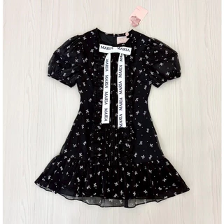 (มี3XL) มี 2 สี Sister Me Dress เดรสสั้นผ้าชีฟองโบว์เย็บติด texture แต่งโบว์ฟร้อน Maria แขนสั้นตุ๊กตา มีซับใน ซิปหลัง