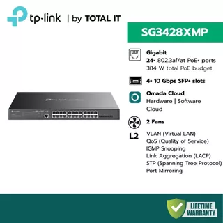 (PoE 384W 24 Port) TP-Link SG3428XMP Omada Managed Switch Gigabit + 4 SFP+ Uplink 10G