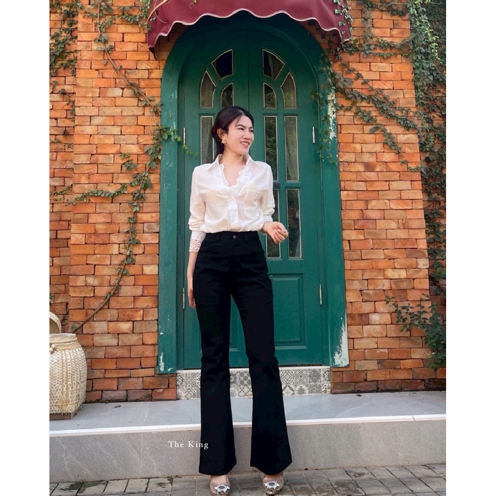 กางเกงขาม้าเอวสูงผ้ายีนส์แคนวาสยืดเก็บทรงสวยอำพราง หุ่นS-XXL♾️ - รูปที่ 3