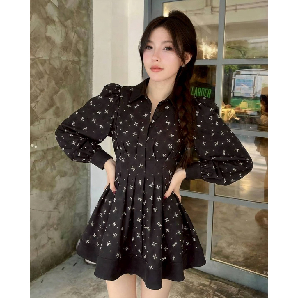 Nannapat เดรสสั้นคอปก+กางเกงสั้น เดรส - รูปที่ 4