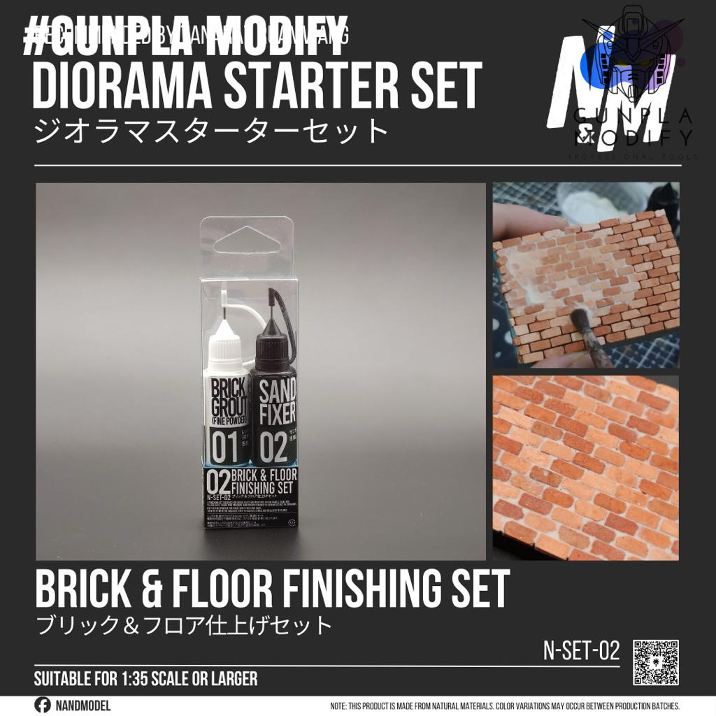 N&M N-SET-02 ชุดทำอิฐหล่อปูนสำเร็จ Brick & Floor Finishing Set สำหรับทำฉากไดโอราม่า
