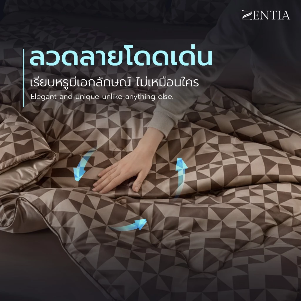ZENTIA ชุดผ้าปูพร้อมผ้านวมรุ่น COOL LUXE ผ้าแพรพิมพ์ลาย EE thumbnail 5