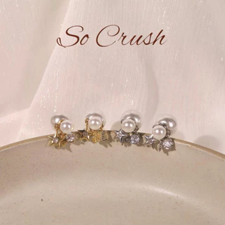 Socrush.bkk | SPARKLE GLOW earrings | SE-051 | ต่างหู ดาว มุก เพชร จี้มุก
